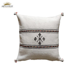 Coussin déco marocain en coton naturel tissé main