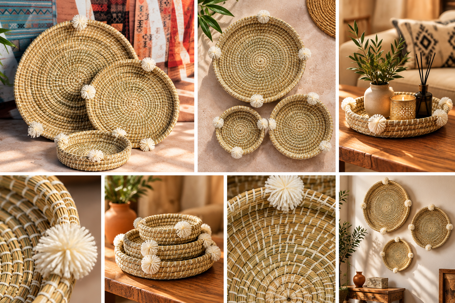 Talount – Plateau artisanal berbère à pompons – Image 5
