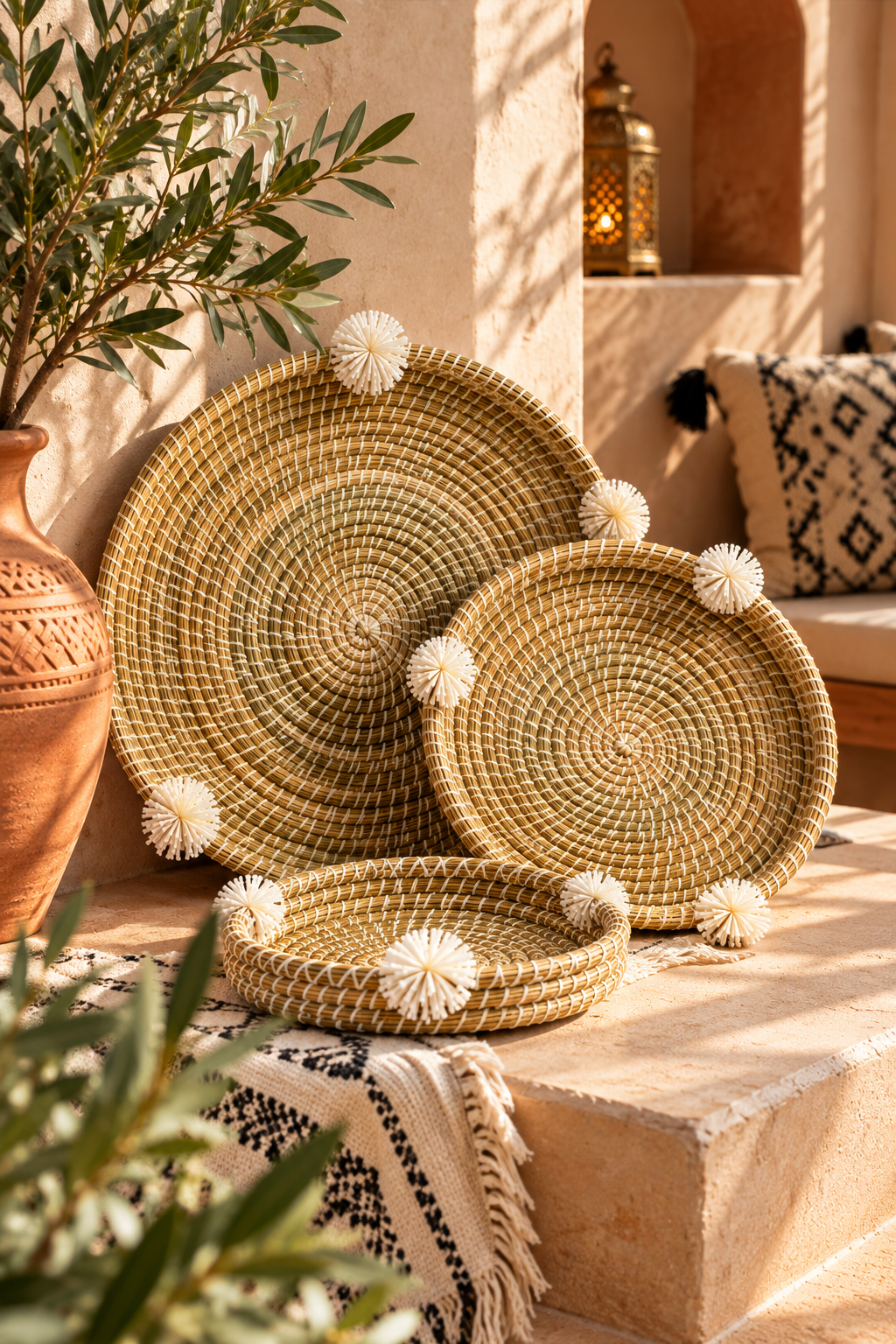 Talount – Plateau artisanal berbère à pompons – Image 4